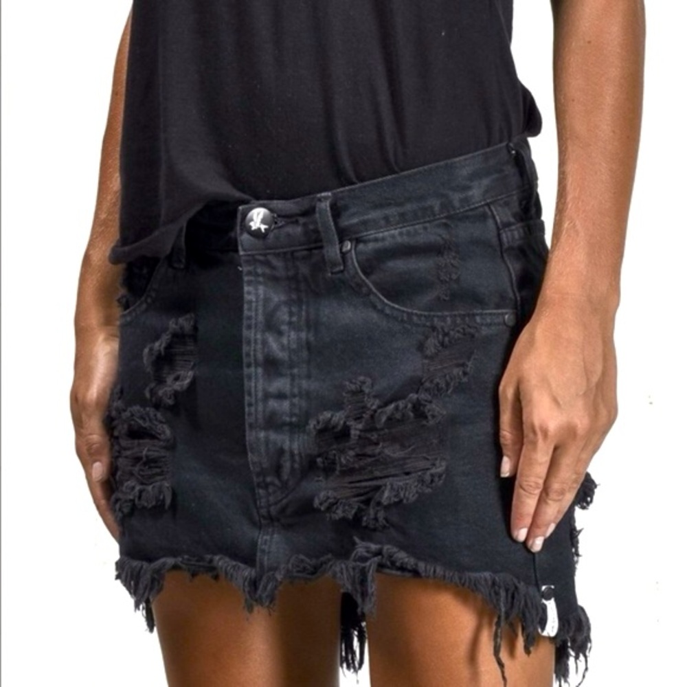 One Teaspoon Junkyard Fox Black Size 25 Denim Mini Skirt